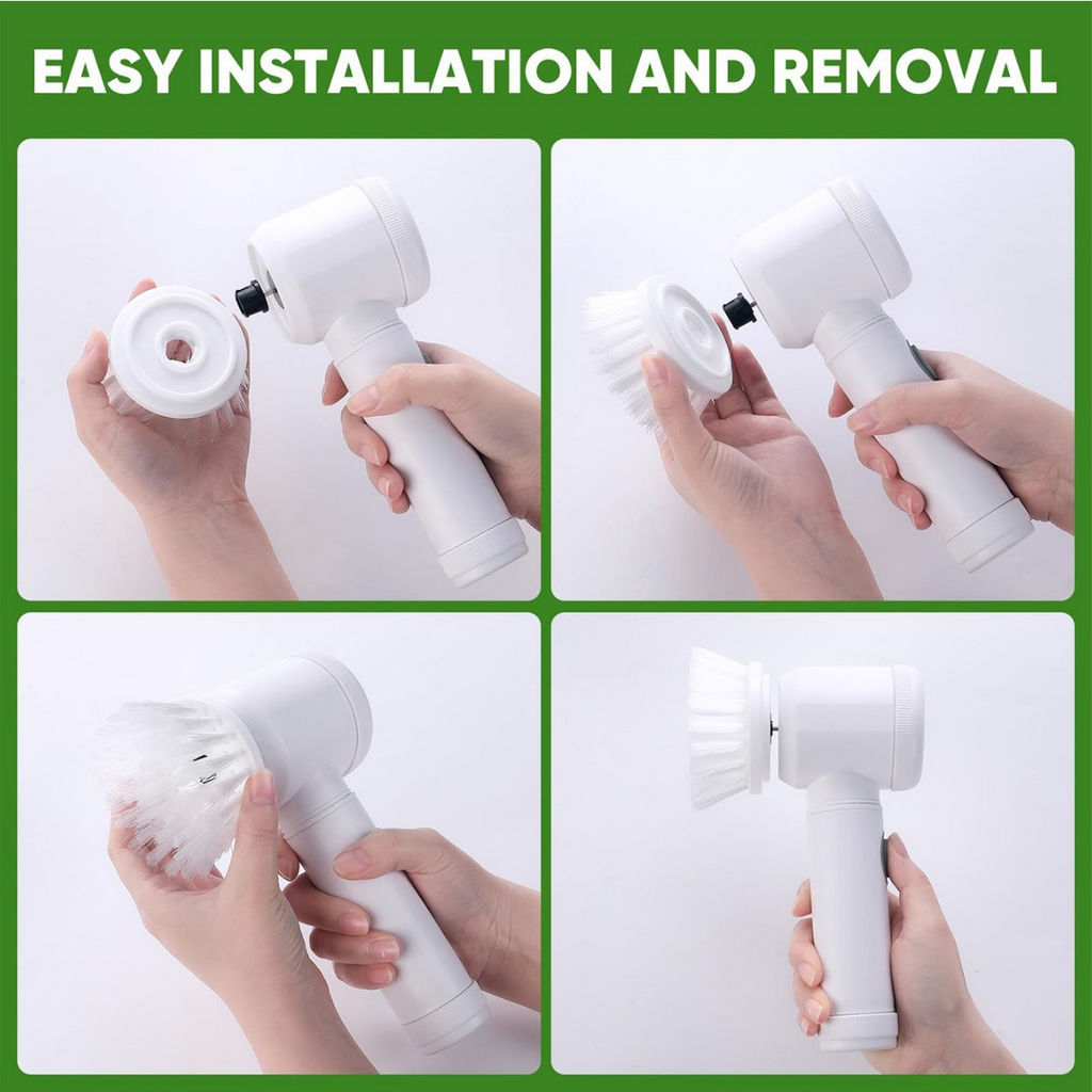 Cordless Electric Spin Scrubber — 5-in-1 Power Cleaning Kit