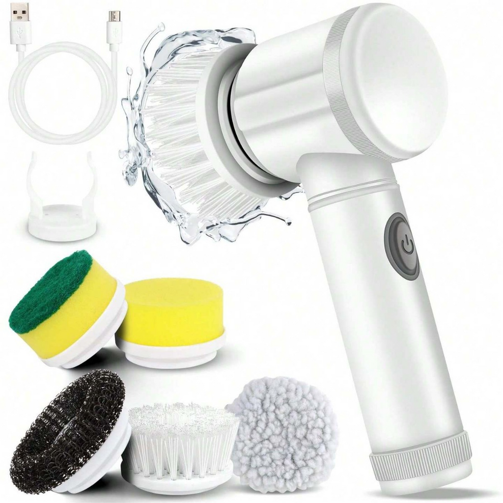 Cordless Electric Spin Scrubber — 5-in-1 Power Cleaning Kit