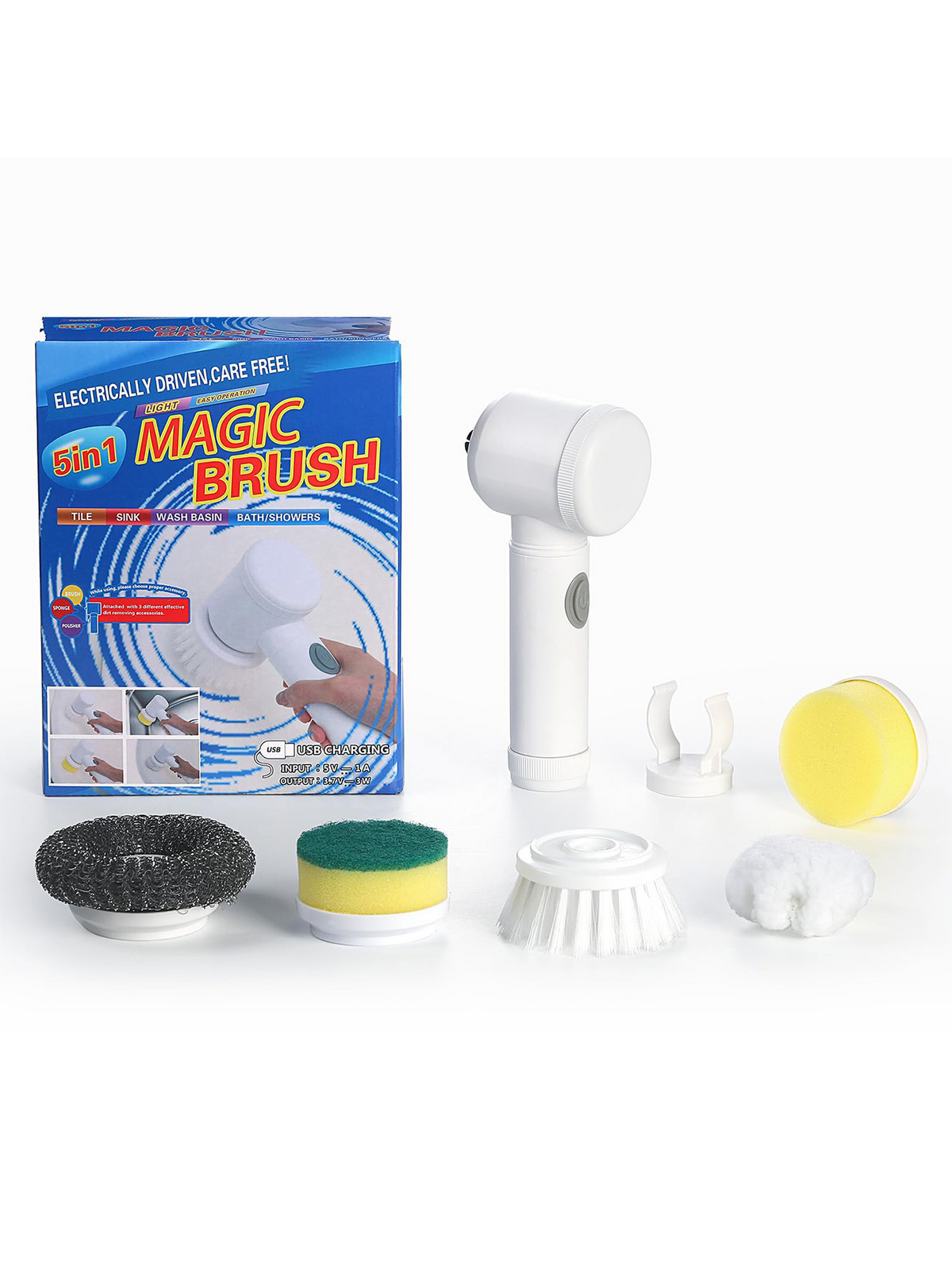 Cordless Electric Spin Scrubber — 5-in-1 Power Cleaning Kit
